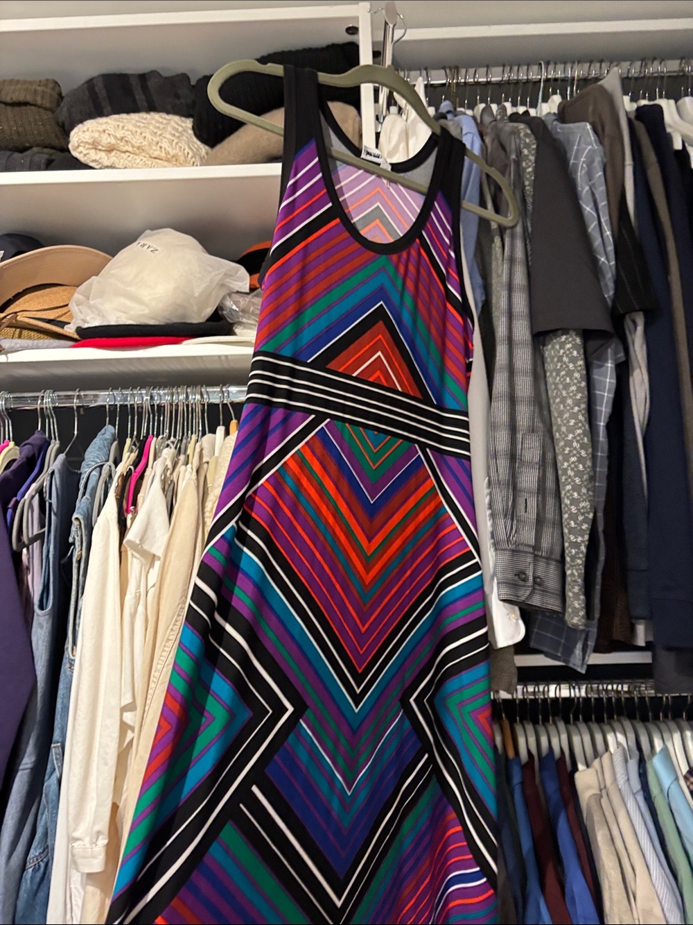 Calvin Klein Multicolor Geometric Chevron Maxi Dress